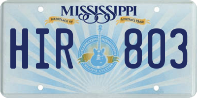 MS license plate HIR803