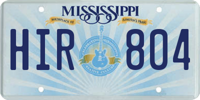 MS license plate HIR804
