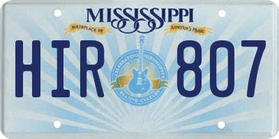 MS license plate HIR807