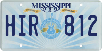MS license plate HIR812