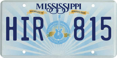 MS license plate HIR815