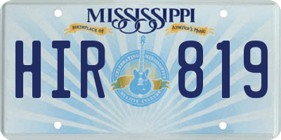 MS license plate HIR819