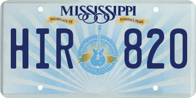 MS license plate HIR820