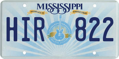 MS license plate HIR822