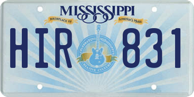 MS license plate HIR831