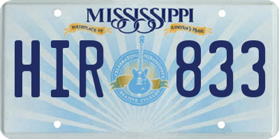 MS license plate HIR833