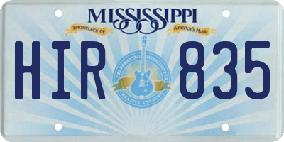 MS license plate HIR835