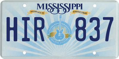 MS license plate HIR837