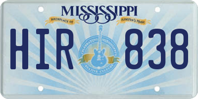 MS license plate HIR838