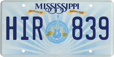 MS license plate HIR839