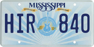 MS license plate HIR840