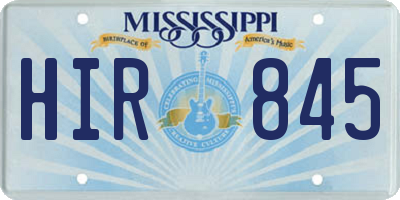 MS license plate HIR845