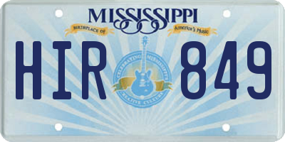 MS license plate HIR849