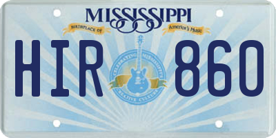 MS license plate HIR860
