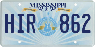 MS license plate HIR862