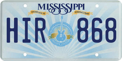 MS license plate HIR868