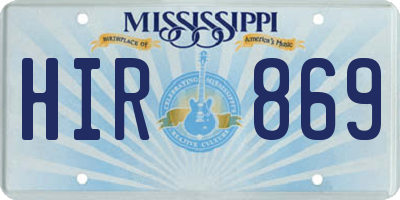 MS license plate HIR869