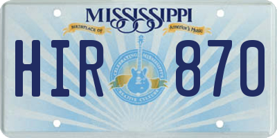 MS license plate HIR870