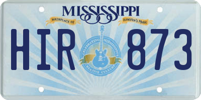 MS license plate HIR873