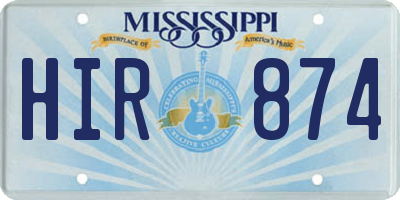 MS license plate HIR874