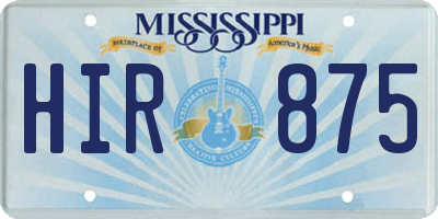 MS license plate HIR875