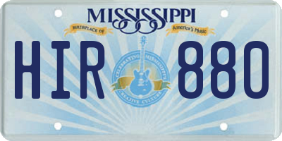 MS license plate HIR880