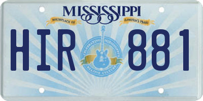 MS license plate HIR881