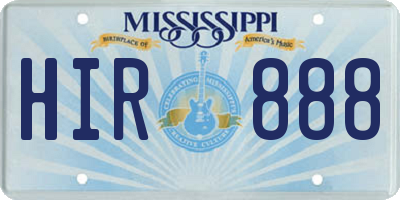MS license plate HIR888