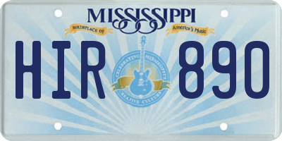 MS license plate HIR890