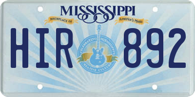 MS license plate HIR892
