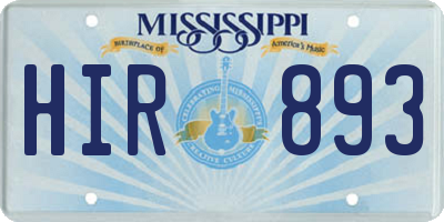 MS license plate HIR893