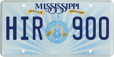 MS license plate HIR900