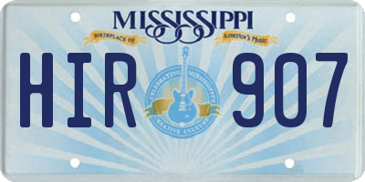 MS license plate HIR907