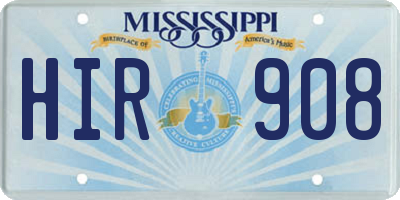 MS license plate HIR908