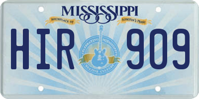 MS license plate HIR909