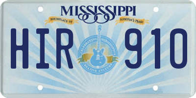 MS license plate HIR910