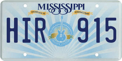 MS license plate HIR915