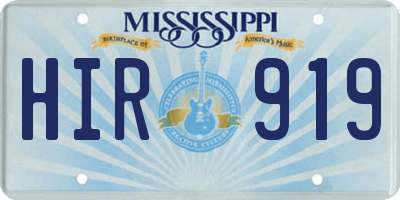 MS license plate HIR919