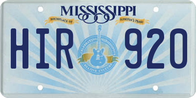 MS license plate HIR920