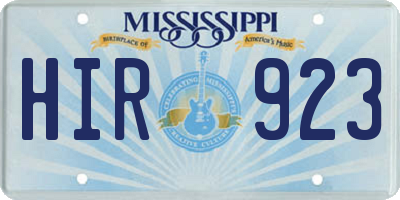 MS license plate HIR923