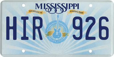MS license plate HIR926