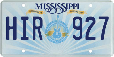 MS license plate HIR927
