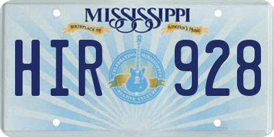 MS license plate HIR928