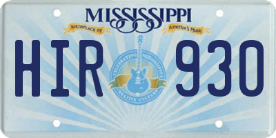 MS license plate HIR930