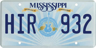 MS license plate HIR932