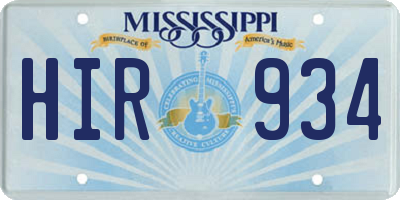 MS license plate HIR934