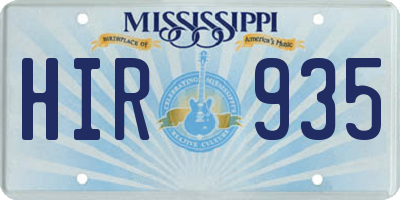 MS license plate HIR935