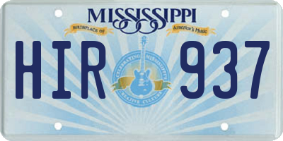 MS license plate HIR937