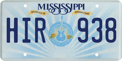 MS license plate HIR938