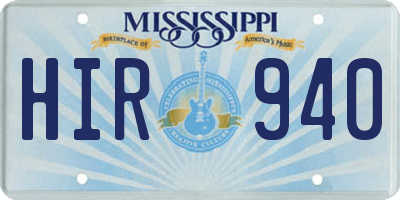 MS license plate HIR940